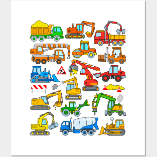 Kids Excavator and Construction Vehicle Design Posters and Art